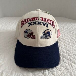NWT Vintage Super Bowl XXXVI New England Patriots St Louis Rams Baseball Cap Hat